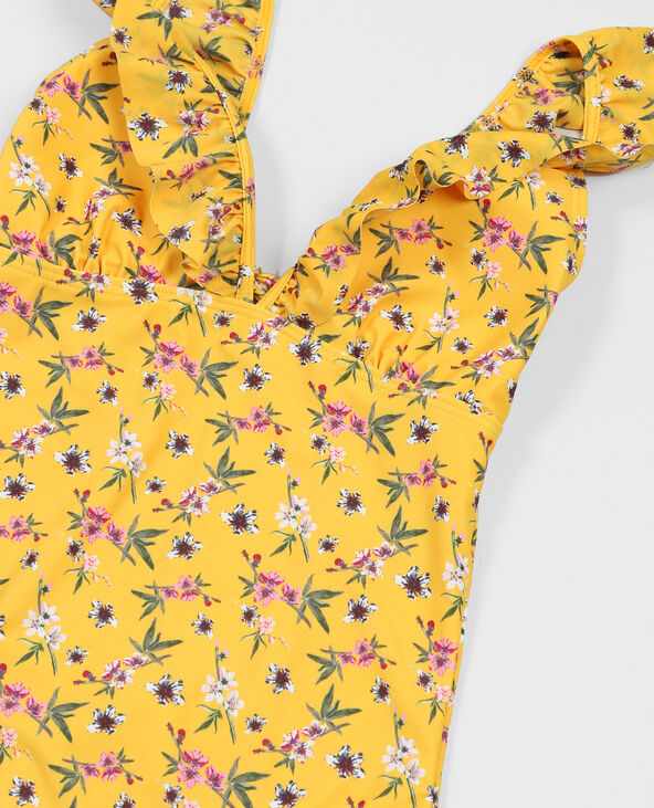 Maillot de bain une pièce à volants orange - Pimkie