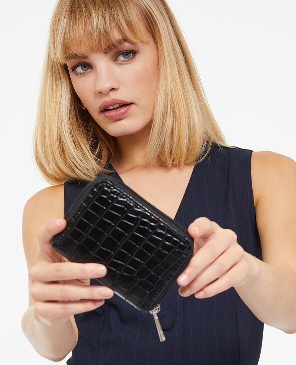 Porte-monnaie effet croco noir - Pimkie