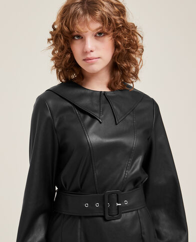 Robe en simili cuir noir - Pimkie