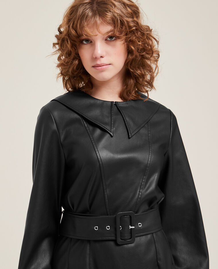 Robe en simili cuir noir - Pimkie