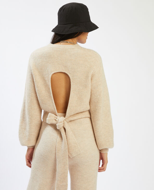 Pull court noué beige chiné - Pimkie