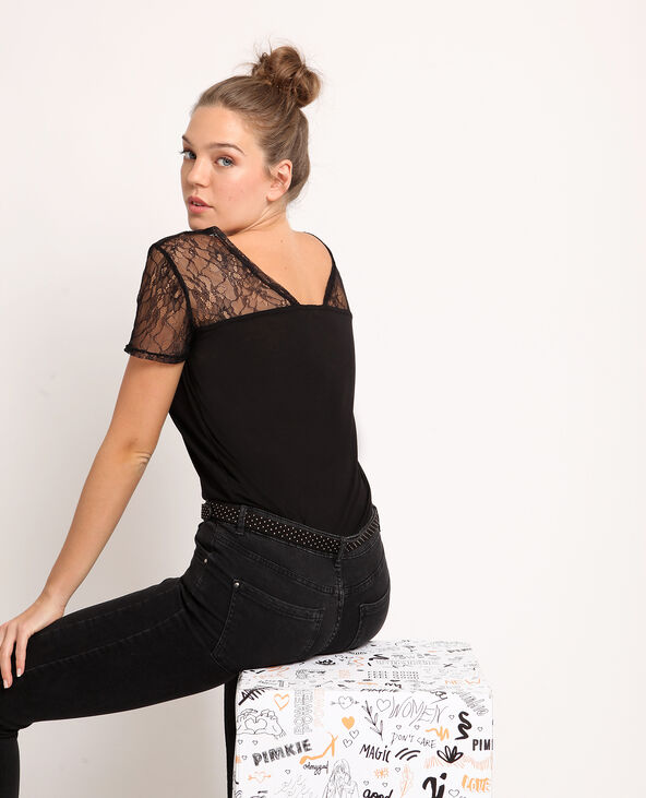 Top en dentelle noir - Pimkie