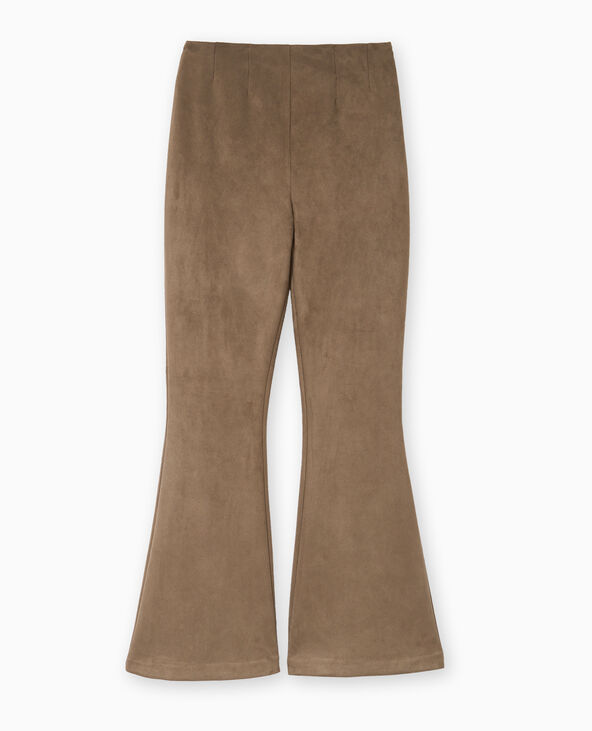 Pantalon flare en suédine marron - Pimkie