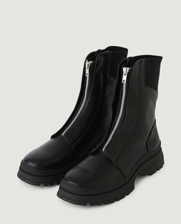 Bottines noir zip devant hot sale