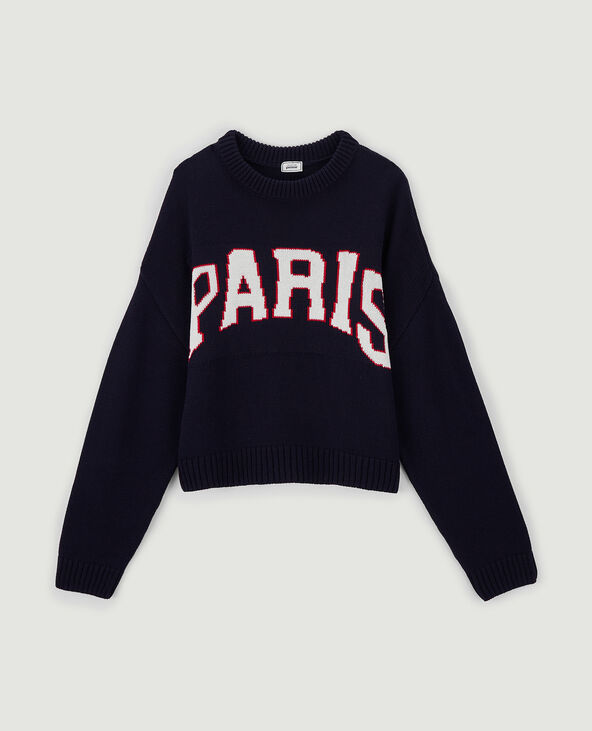 Pull court en maille bleu marine - Pimkie