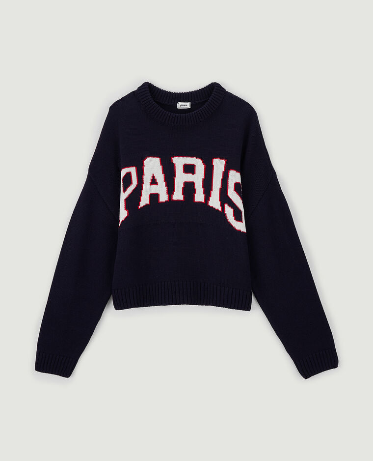 Pull court en maille bleu marine - Pimkie