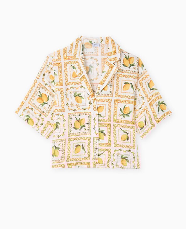 Chemise manches courtes motif citrons jaune - Pimkie