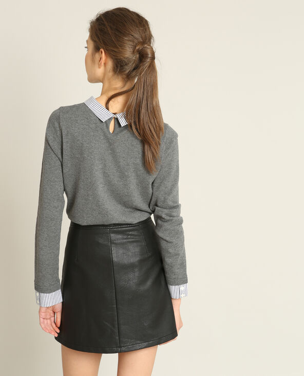 Pull chemise gris chiné - Pimkie