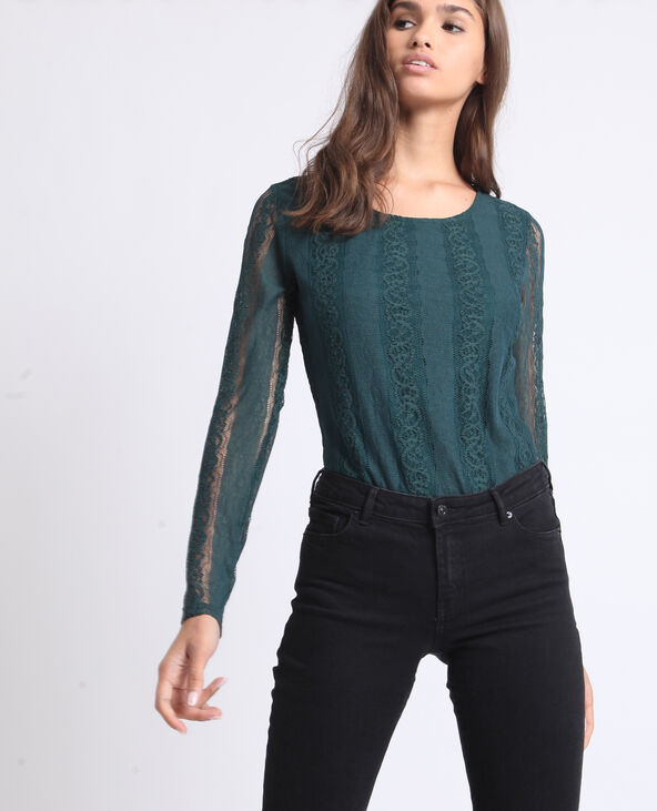Body en dentelle vert foncé - Pimkie