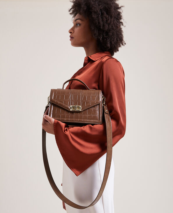 Sac boxy effet croco marron - Pimkie