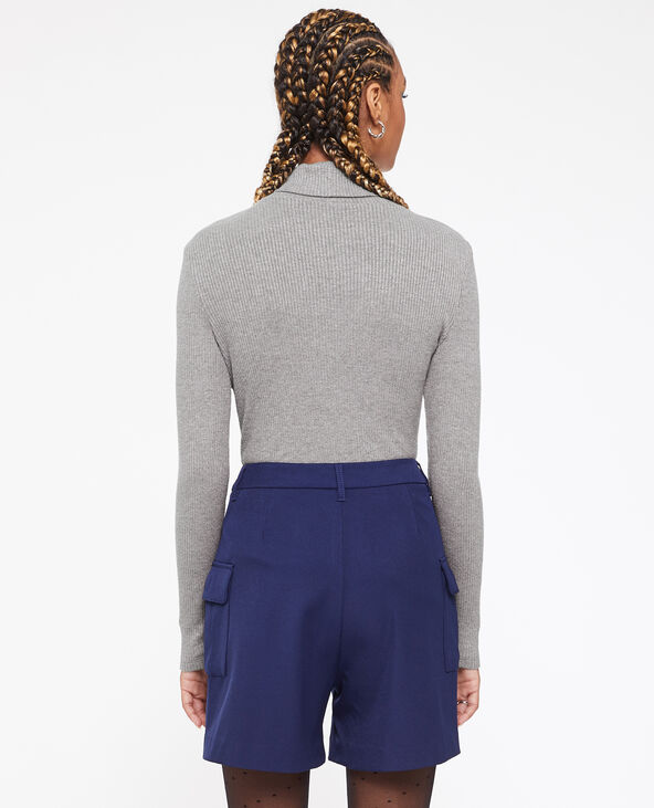 Pull fin col roulé maille côtelée gris foncé - Pimkie