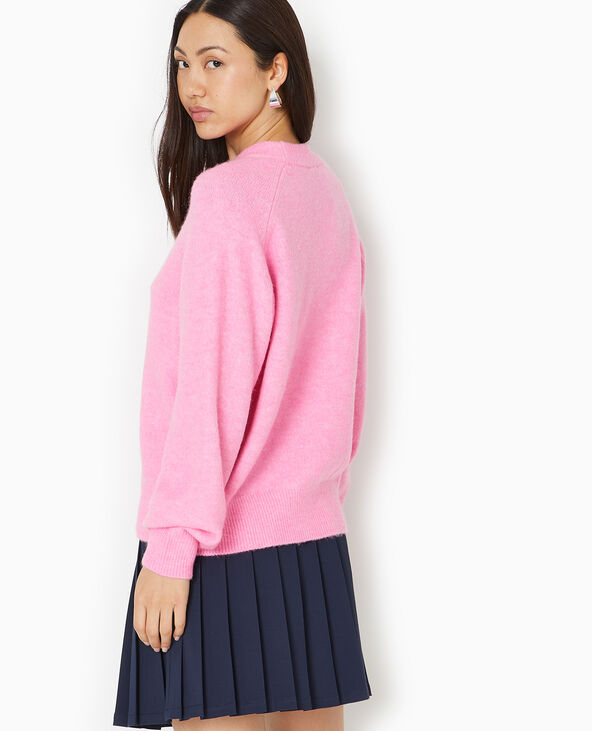Pull oversize col rond manches raglan rose - Pimkie