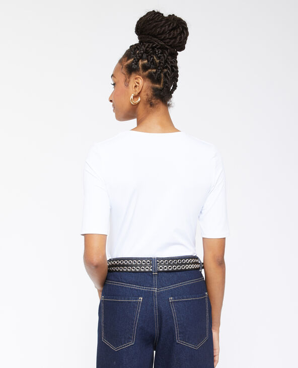 Top col V en maille blanc - Pimkie