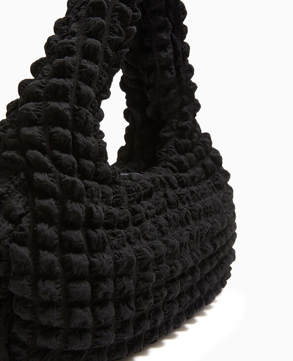 Sac forme lune en tissu reliéfé gaufré noir - Pimkie