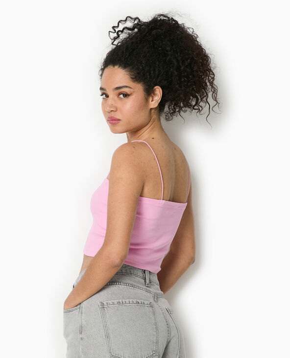 Top bandeau court avec bretelles fines rose - Pimkie