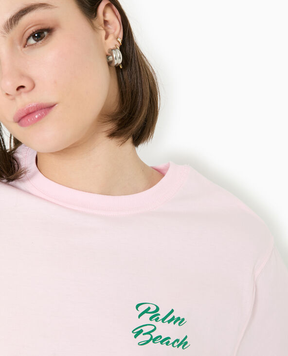 T-shirt ample avec print poitrine et dos rose clair - Pimkie