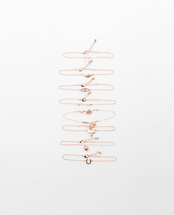 Lot de 8 bracelets rose gold doré - Pimkie