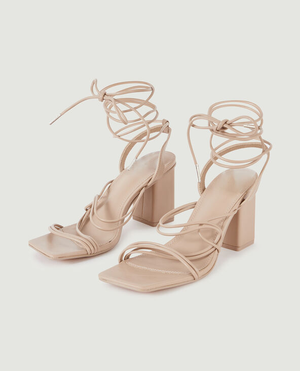 Sandales avec brides à nouer beige - Pimkie