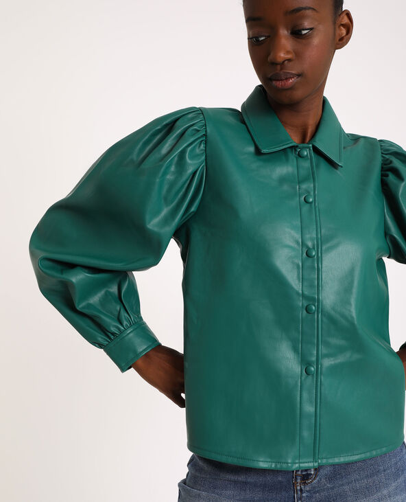 Chemise en simili cuir vert foncé - Pimkie