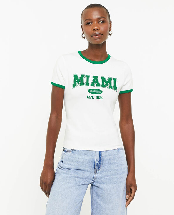 T-shirt manches courtes avec bords contrastés blanc - Pimkie