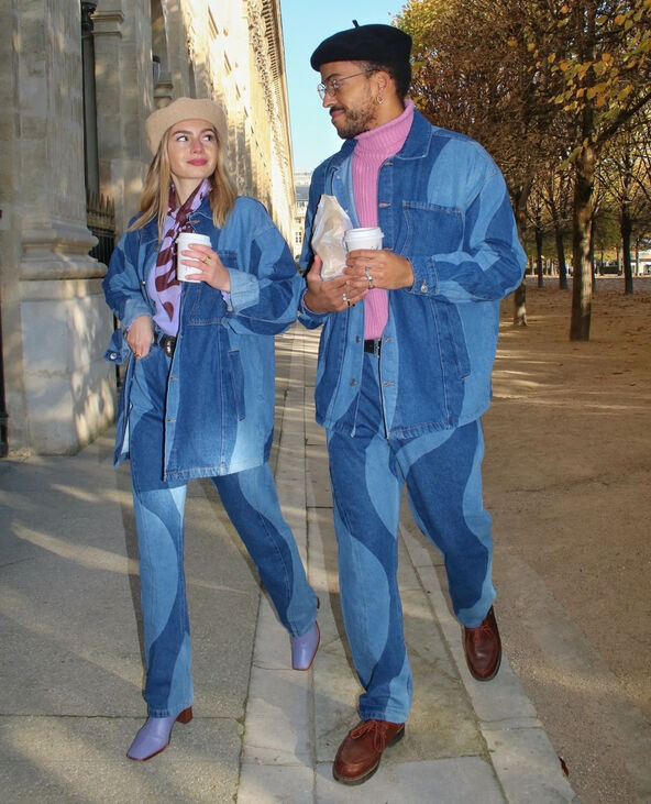 Veste en jean motif vagues bleu - Pimkie