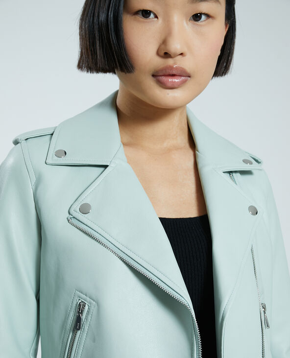 Blouson biker simili cuir vert clair - Pimkie