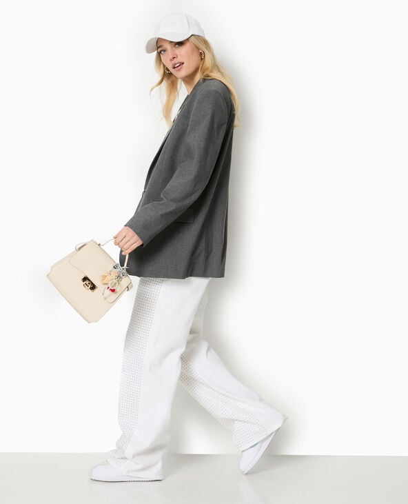 Jean droit taille haute avec strass devant blanc - Pimkie