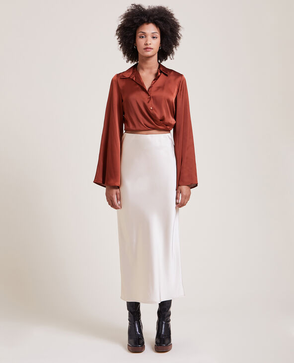 Jupe longue en satin blanc - Pimkie