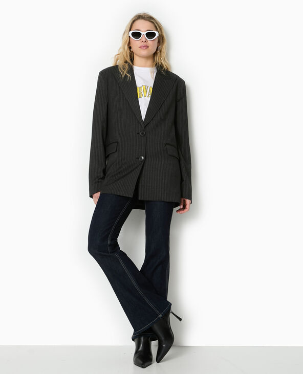 Veste blazer rayé oversize gris - Pimkie