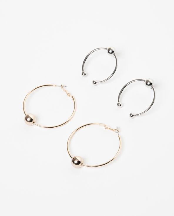 Lot de 2 boucles d'oreilles anneaux argenté - Pimkie