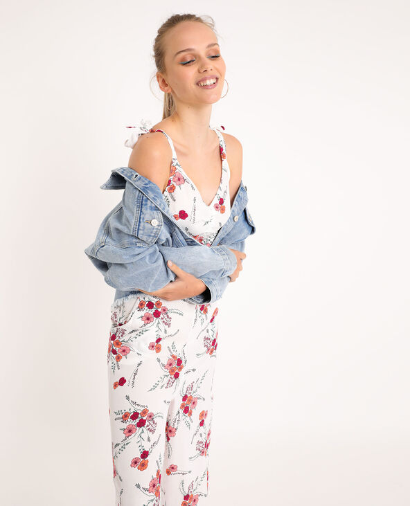 Combi-pantalon à fleurs écru - Pimkie