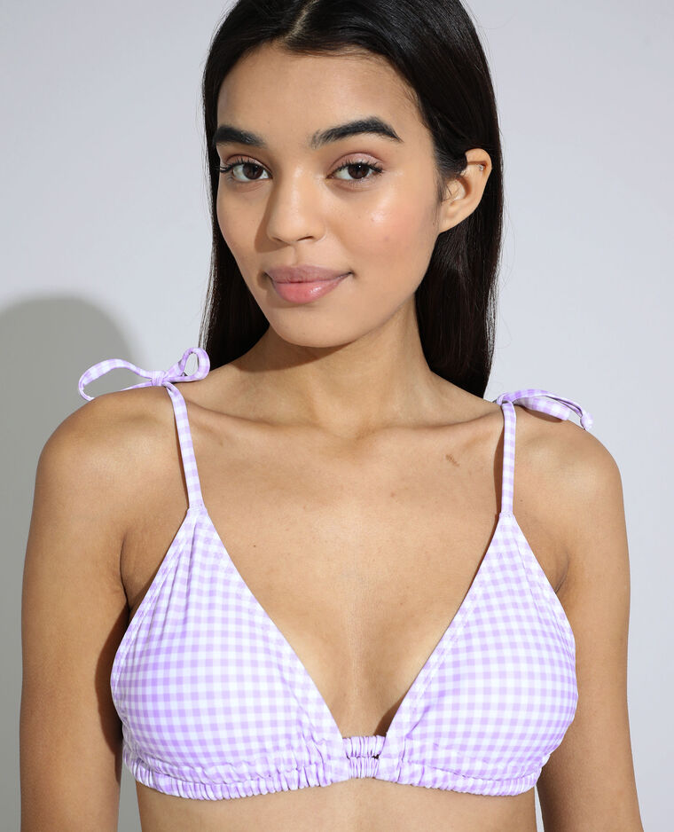 Haut de maillot de bain triangle à carreaux violet - Pimkie