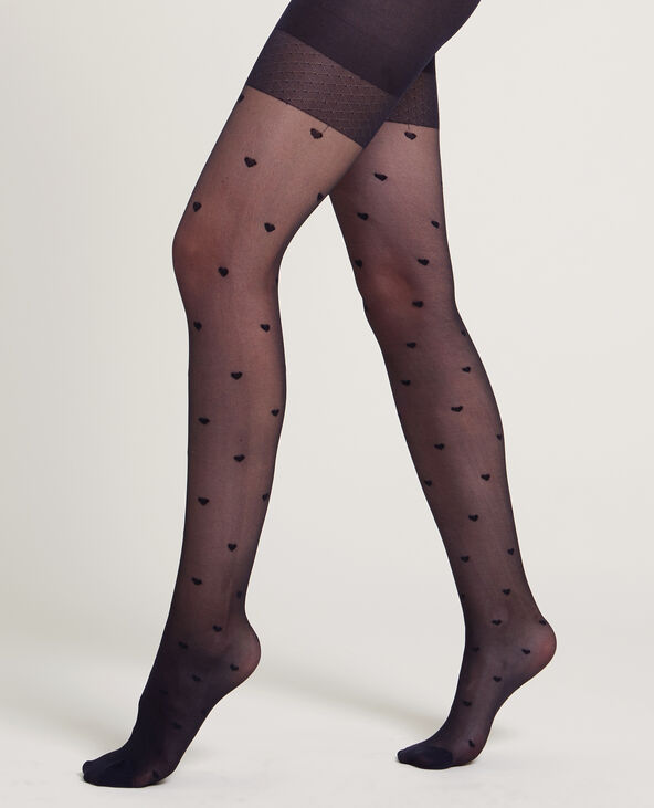 Collants push up "cœurs" noir - Pimkie