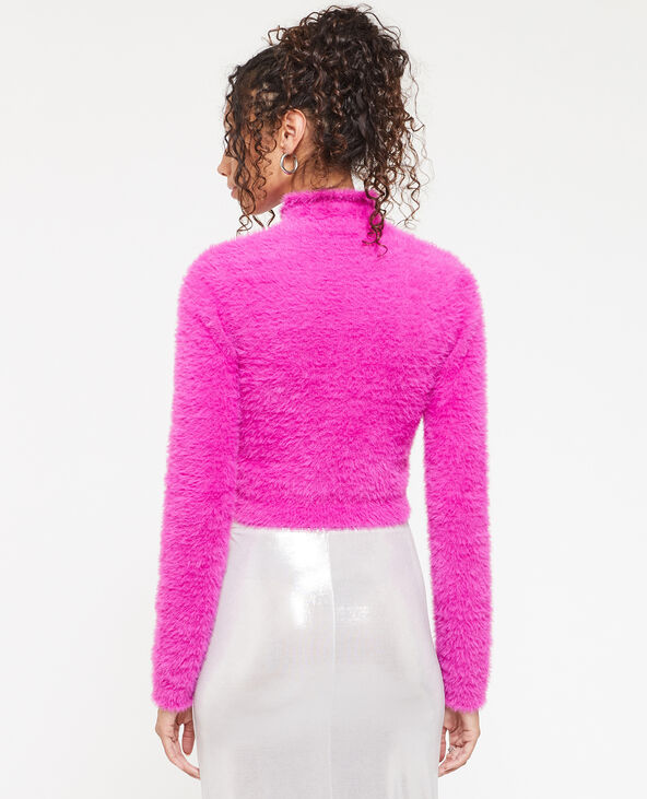 Pull cropped en maille fluffy et poilue rose - Pimkie