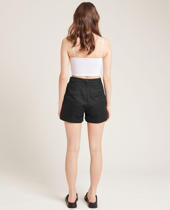 Short en toile taille haute noir - Pimkie