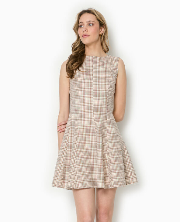 Robe courte patineuse motif carreaux beige - Pimkie