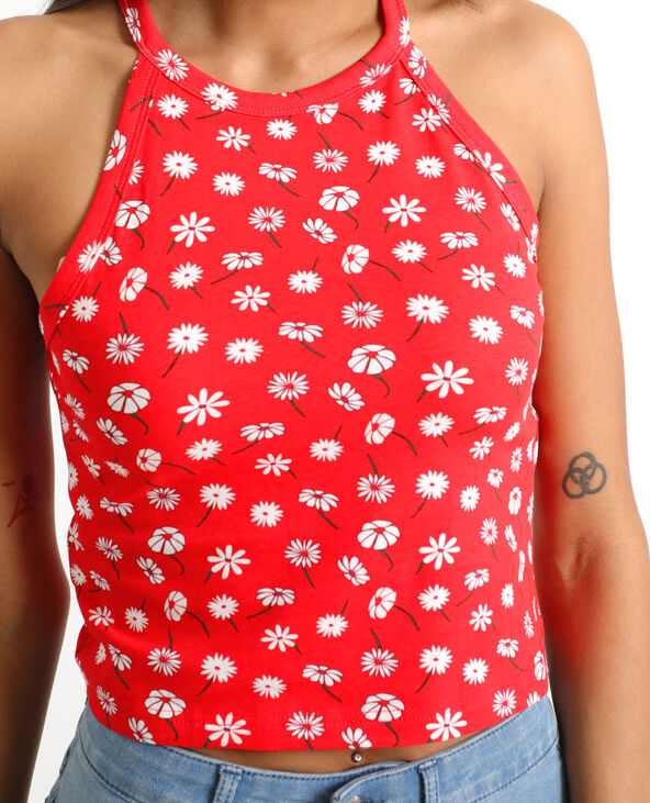 Cropped top à fleurs rouge - Pimkie