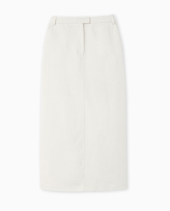 Jupe longue en tissu effet lin rustique blanc - Pimkie
