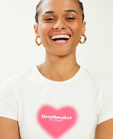T-shirt court avec motif blanc - Pimkie