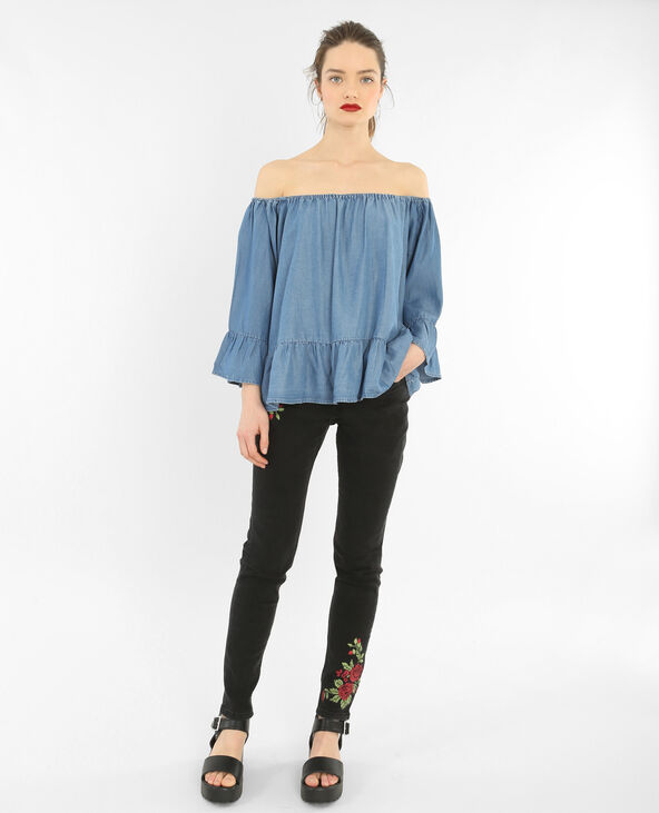 Blouse à basque Jean bleached - Pimkie