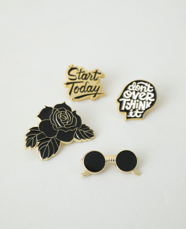 Lot de 4 pins gold & black noir - Pimkie