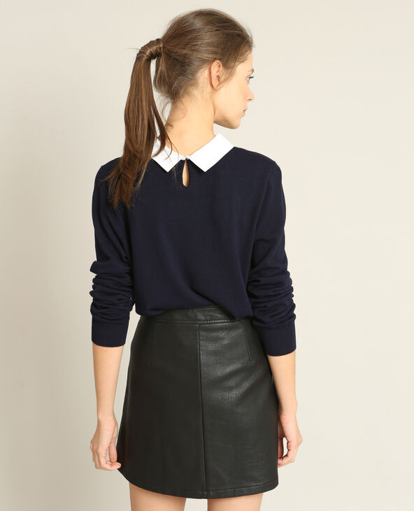 Pull col bijoux bleu marine - Pimkie