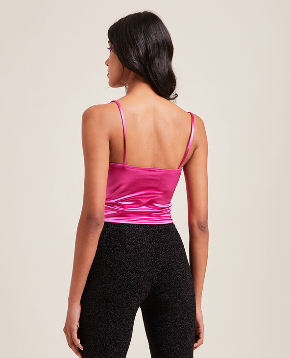 Brassière corset en satin rose fuchsia - Pimkie
