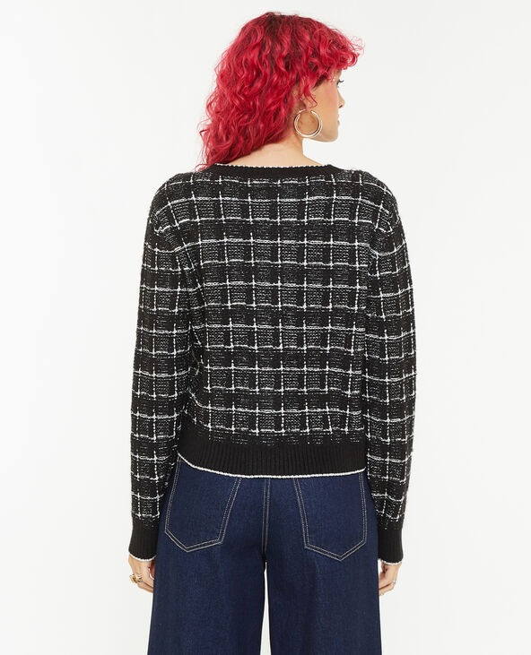 Gilet effet tweed à carreaux noir - Pimkie