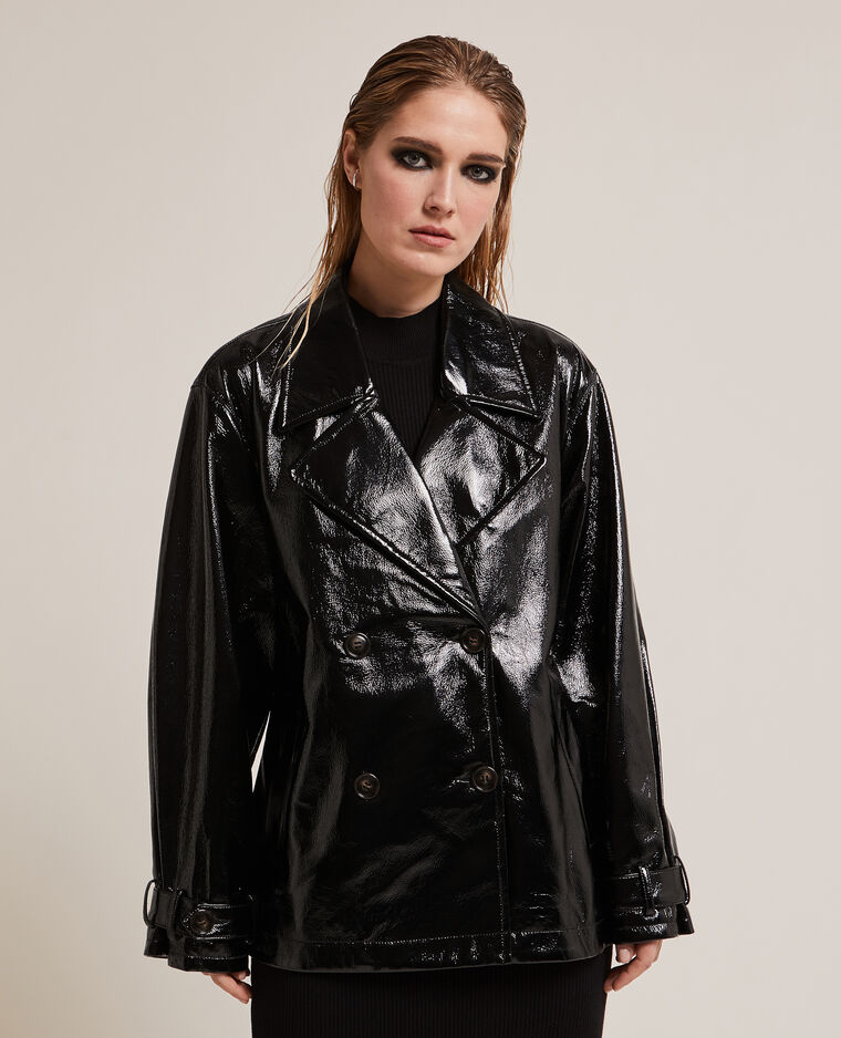 Trench court en vinyle noir - Pimkie
