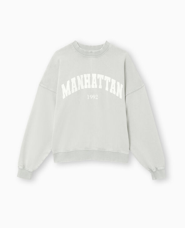 Sweat délavé acid wash avec print gris - Pimkie