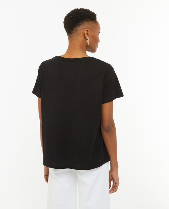 T-shirt oversize col V noir - Pimkie
