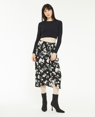 Jupe midi effet porte-feuille noir - Pimkie