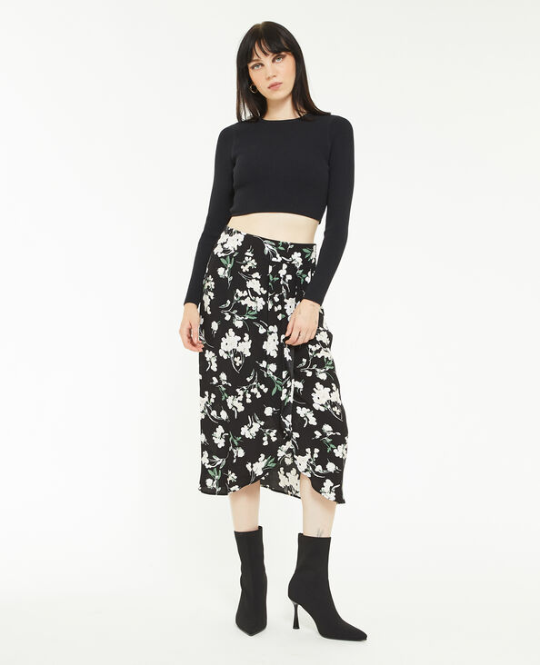 Jupe midi effet porte-feuille noir - Pimkie