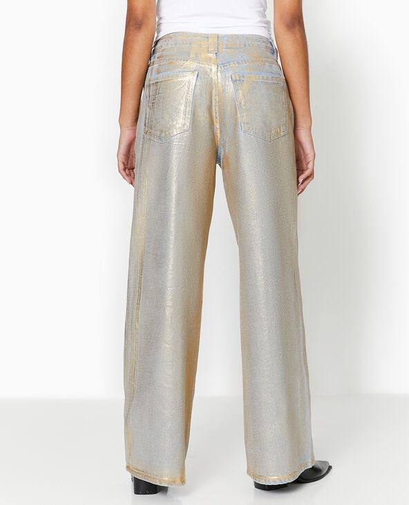 Jean wide taille haute enduit doré doré - Pimkie